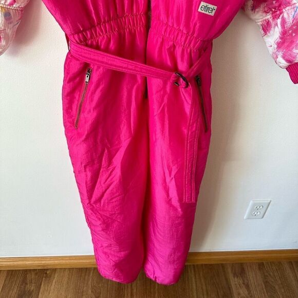 Etirel Vintage 1980s/90s Abstract Retro Pink Women’s Ski One Piece Snowsuit - Picture 8 of 16